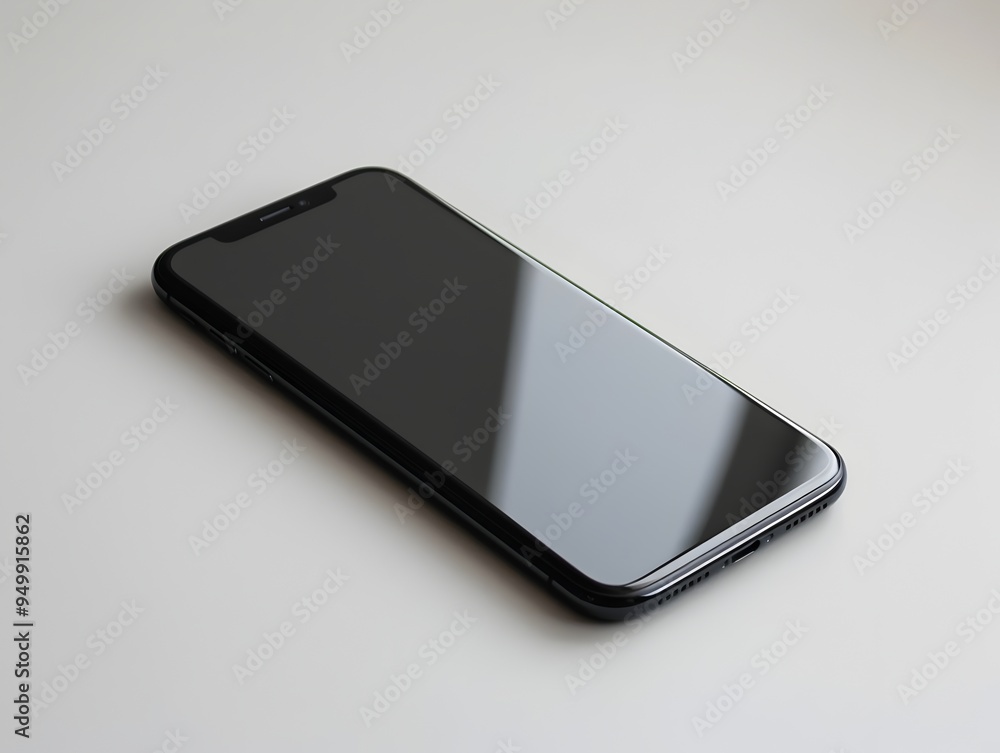 Poster clean smartphone icon symbolizing communication and technology on white background
