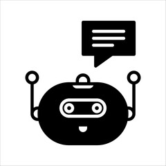 Chat bot icon, Robot, support bot, online support service, Chat bot for customer service, virtual assistant, Artificial intelligence robot, on white background.