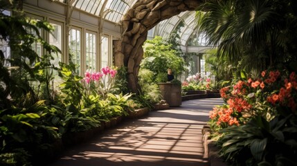 A Serene Stroll Through a Lush Indoor Garden