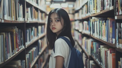 Young Woman in Library