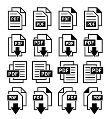 zestaw ikon pobierania plików PDF