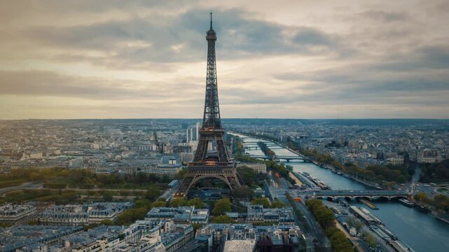 Airplane window opening to Paris