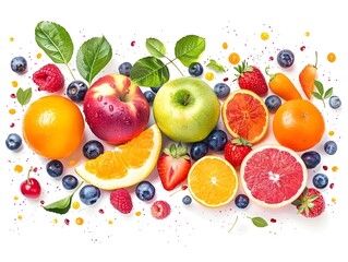 Naklejka premium Vibrant Fresh Fruit Icons Showcasing Healthy Nutritious Variety on Clean White Background