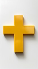 Obraz premium Yellow Medical Cross Icon Symbolizing Healthcare and Medicine on White Background