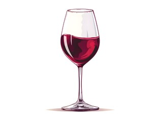 Elegant Wine Glass Icon Representing Fine Dining Beverages on White Background with Copy Space