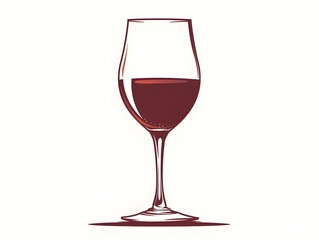 Elegant Wine Glass Icon Representing Beverages and Fine Dining on White Background with Copy Space