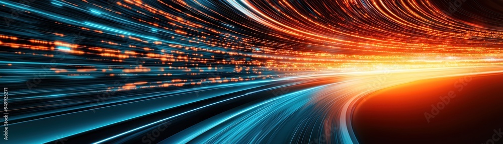 Poster dynamic light trails create a vibrant sense of motion, showcasing energy and speed in an abstract co