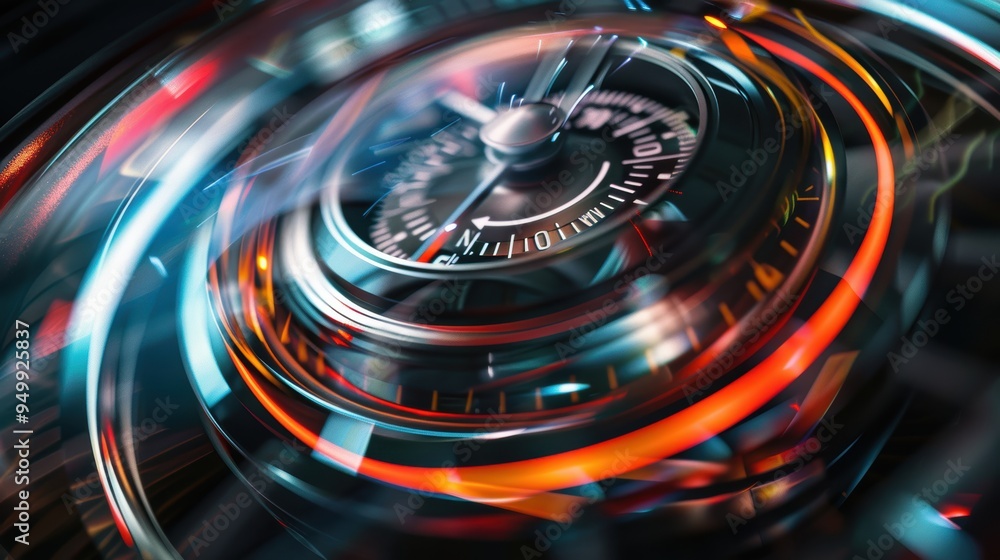Poster abstract clock face spinning out of control with motion blur