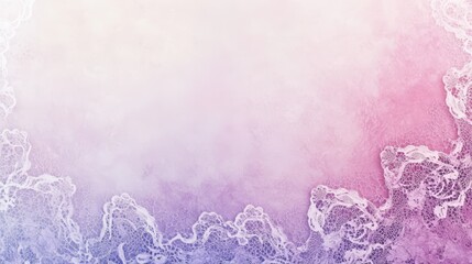 Abstract Pink and Purple Watercolor Background with White Lace Border