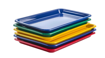 Colorful Selection of School Cafeteria Trays on White Background