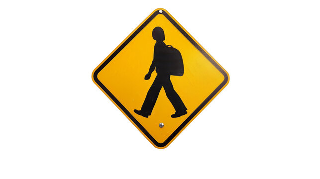 Pedestrian Crossing Sign Isolated on White Background