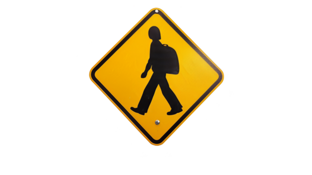 Pedestrian Crossing Sign Isolated on White Background