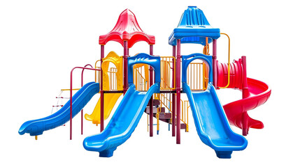 Colorful Playground Equipment Isolated on White Background