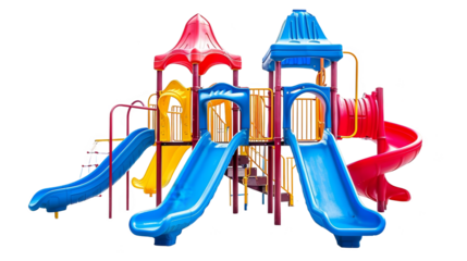Colorful Playground Equipment Isolated on White Background