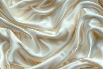 Obraz premium A close-up of soft, flowing, ivory silk fabric with elegant, smooth wrinkles.