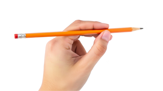 Ready to Write: Close-up of Hand Holding Pencil Over White Background
