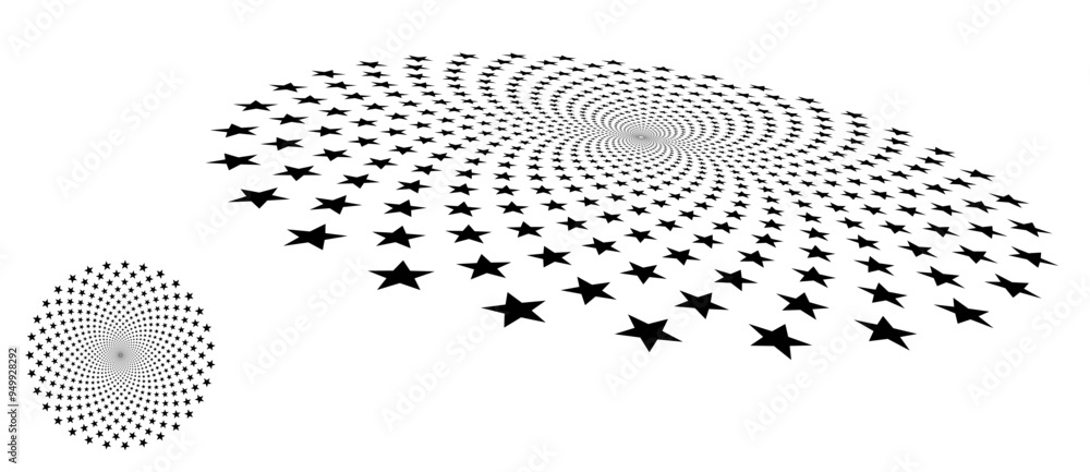 Poster modern abstract background. halftone stars in circle form. vector dotted circle with perspective. ro