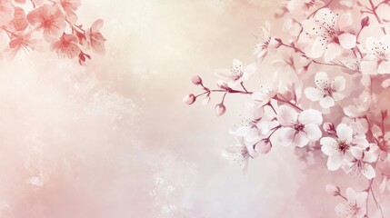 Obraz premium Watercolor Painting of Delicate Pink and White Cherry Blossoms on a Soft Pastel Background.