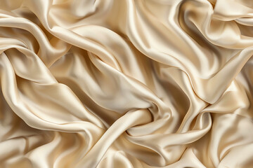 Fototapeta premium Smooth, luxurious, and elegant beige satin fabric with soft, flowing folds.