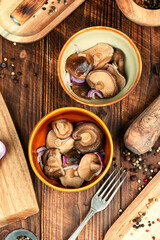 Fototapeta premium Salted pickled mushrooms.