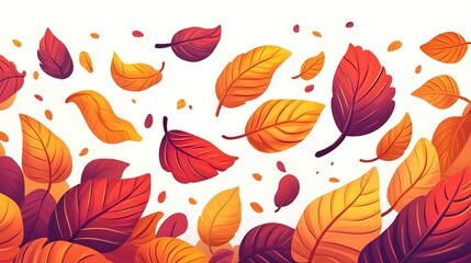 Fototapeta premium Autumn Leaves Background Colorful Fall Foliage Illustration