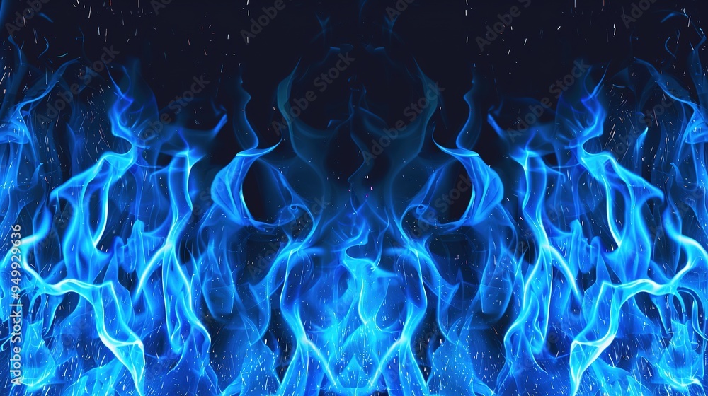 Wall mural fuego_azul_background_photo_blue_flames