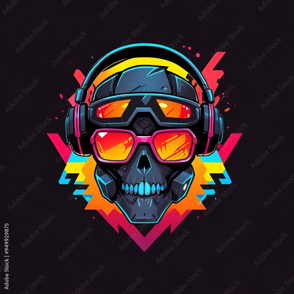 Canvas Prints cool skull with headphones and sunglasses