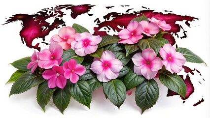 * Softly glowing Impatiens bloom on a worn, creamy white background, as if the colors are slowly fading away.