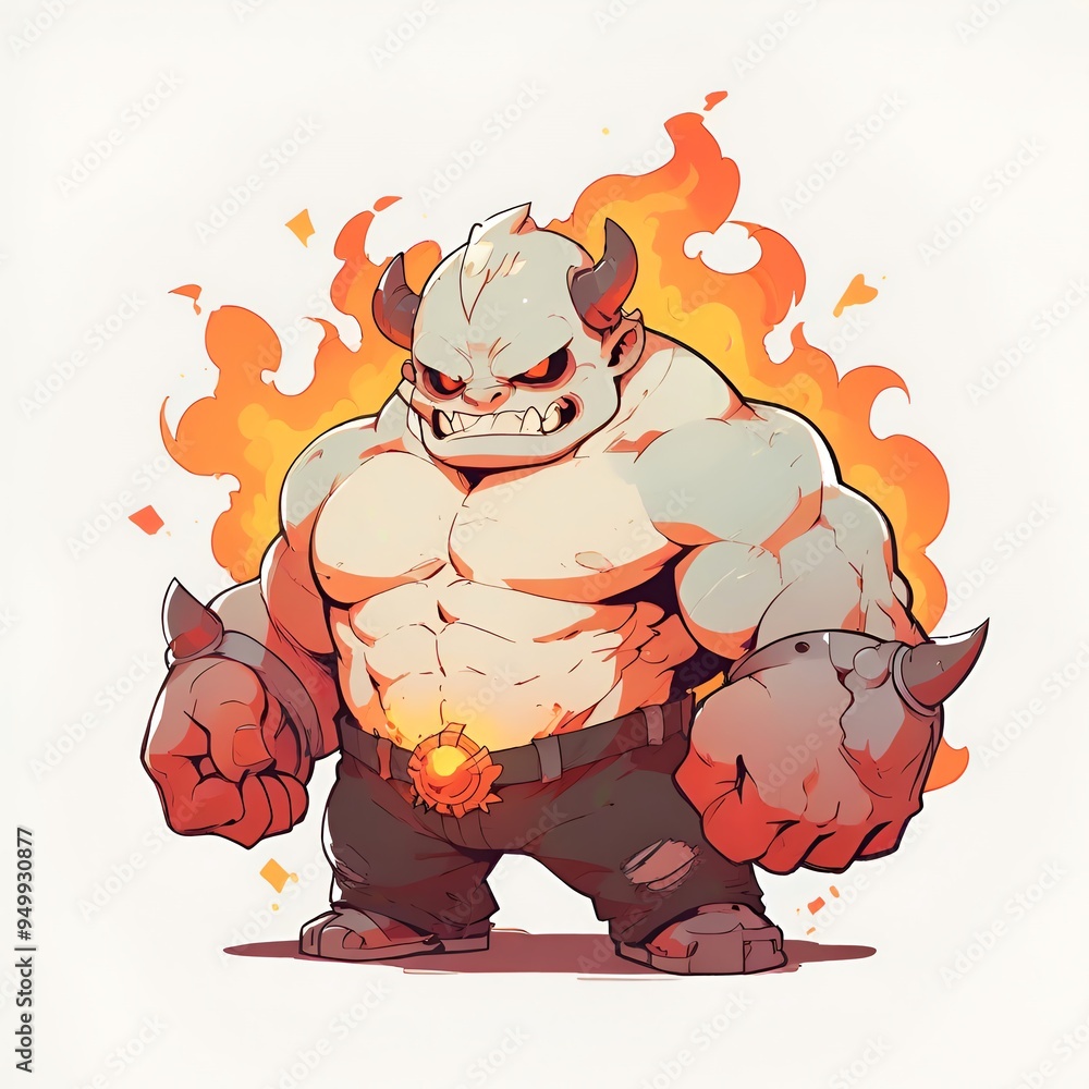 Sticker fiery demon illustration