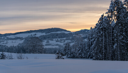 Fototapeta premium Sunset in the german alps in winter