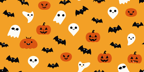 halloween seamless pattern with pumpkins