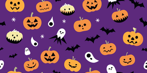 seamless pattern with halloween pumpkins