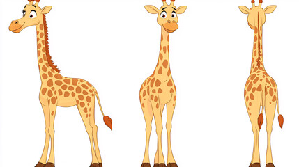 Obraz premium Vector illustration of Cartoon giraffes set isolated on white background.