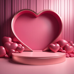 Valentines day podium for product display valentines background

