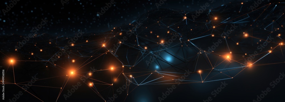 Poster abstract network of interconnected glowing points