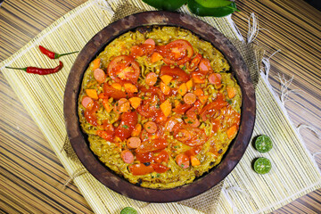 Top view Delicious Homemade Style Pizza Noodles