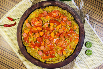 Top view Delicious Homemade Style Pizza Noodles