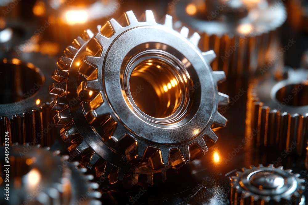 Aufkleber gears working together on circuit board forming complex mechanism