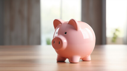 Concept of saving money, piggy bank on black background
