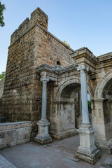 Hadrian Gate at Kaleici in the old city of Antalya, Turkey.