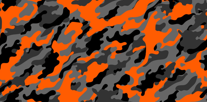 Orange camouflage pattern for army. Trendy camouflage military pattern, seamless texture for fashion design