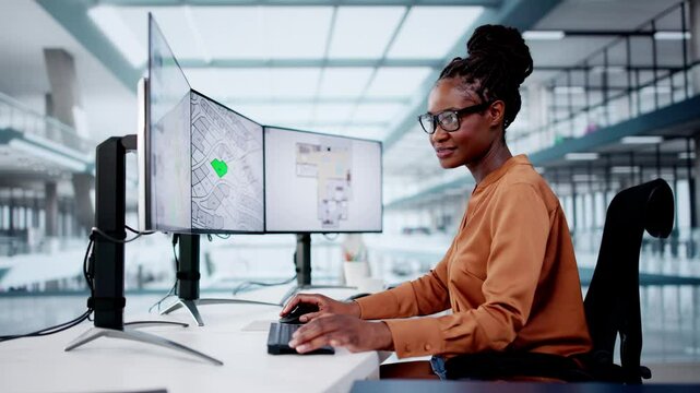 Developer Looking At Land Plot Map And Cadastre Plan