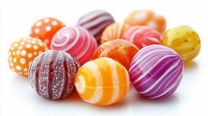 Obraz premium A bunch of candies isolated on a white background
