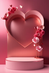 Valentines day podium for product display valentines background
