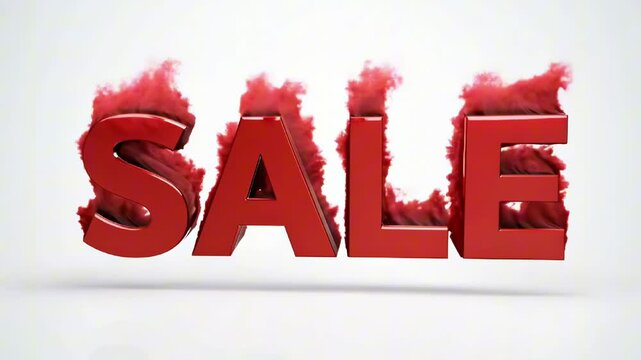 Bold red Sale text with a smoky effect. Ideal for marketing promotions, special sales events, and retail advertising