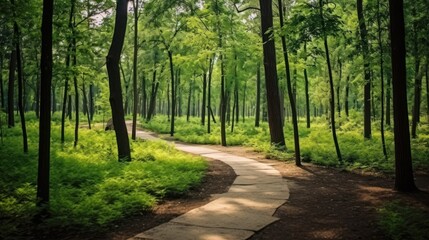 Serene Forest Path With Lush Greenery