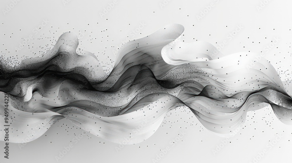 Poster abstract wavy black and white background with a flowing and smooth design.