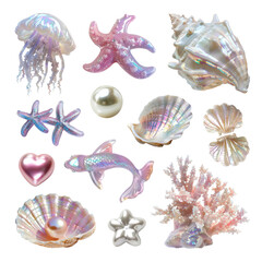 PNG mermaidcore design element set, transparent background