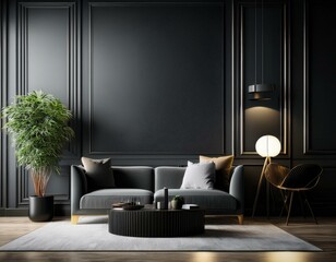 modern living room interior, modern living room with sofa modern living room interior, Modern dark home interior background, wall mock up, 3d Modern dark home , modern living room