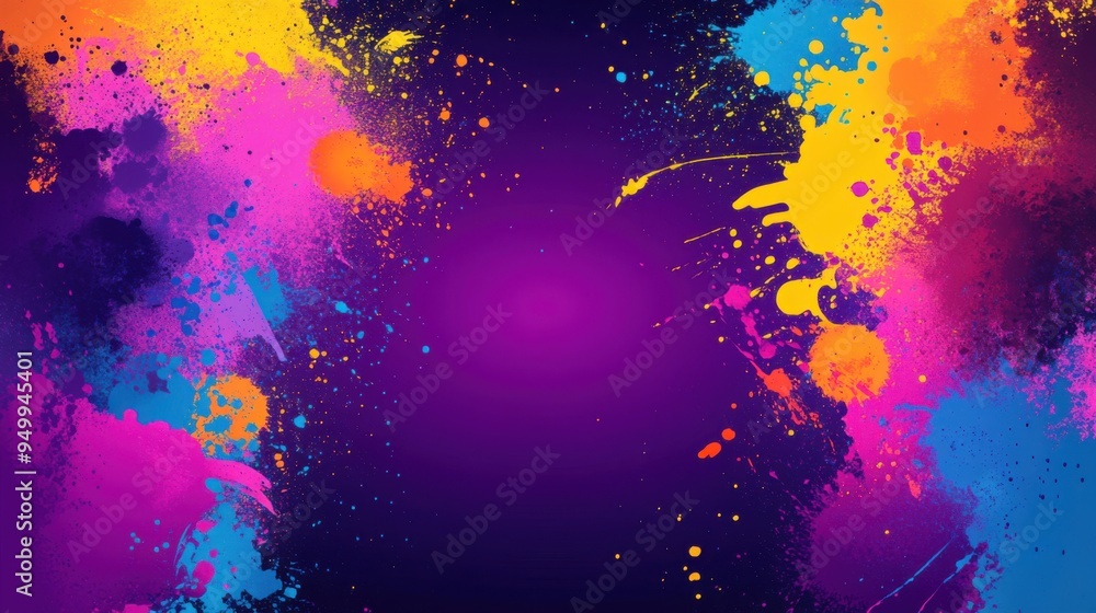 Poster vibrant splash of colors on a dark background, perfect for artistic and creative projects. a dynamic